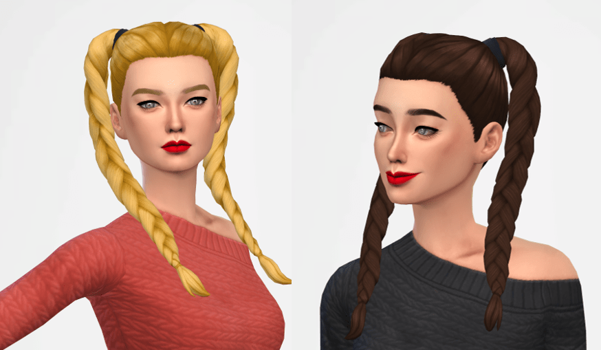 flirty braids summer pigtails collection part 04 at simlaughlove
