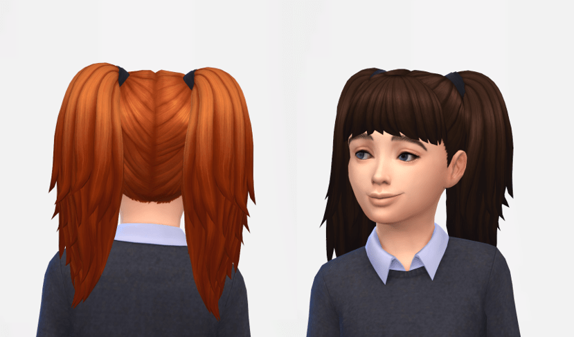 sporty twintails summer pigtails collection part 07 at simlaughlove