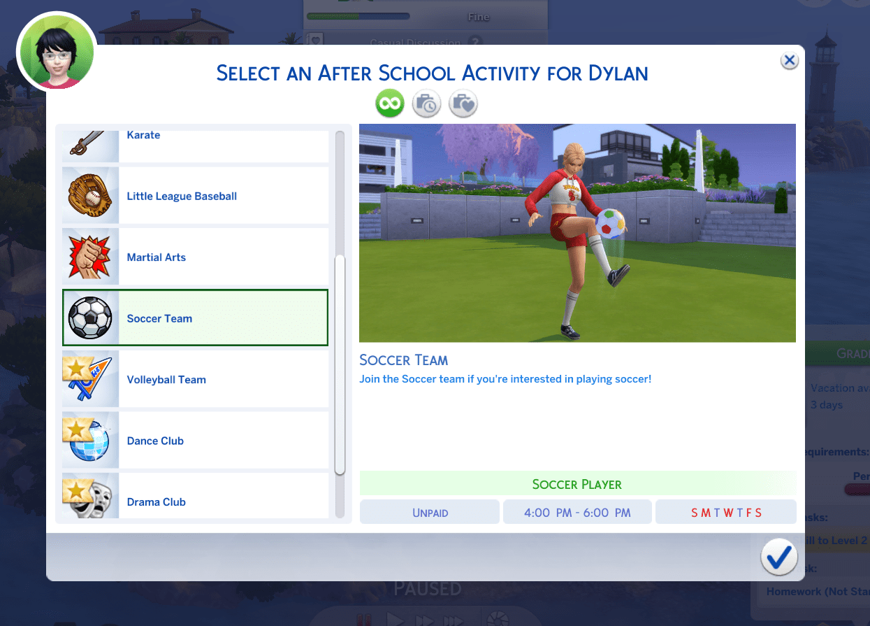 sims 4 after school activities quit school