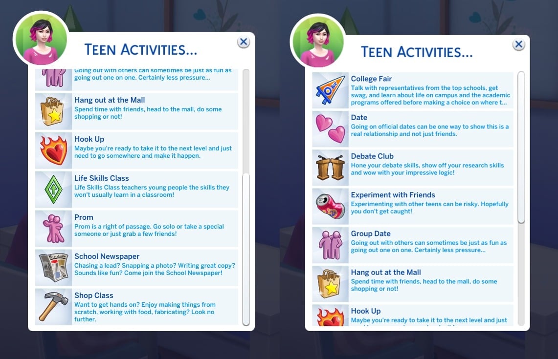 sims 4 after school activities sports