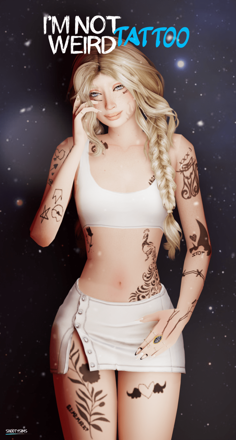 50 Sims 4 Tattoos Absolute Best Tattoo CC Packs SNOOTYSIMS   SnootySims Im Not Werird Tattoo CC  826x1536 