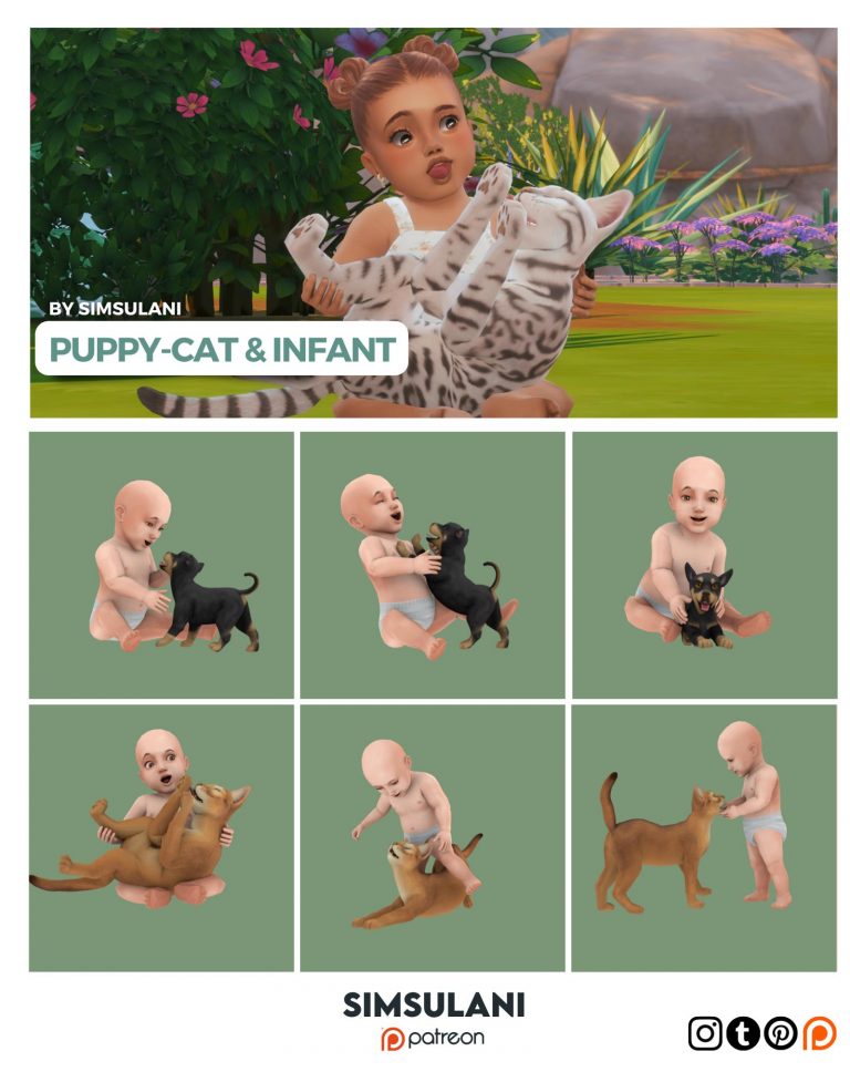 2871 375 pose pack puppy cat with infant free simsulani