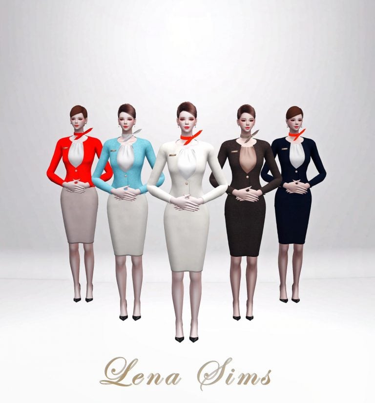 [Lena Sims] Female One Button Uniform & Scarf