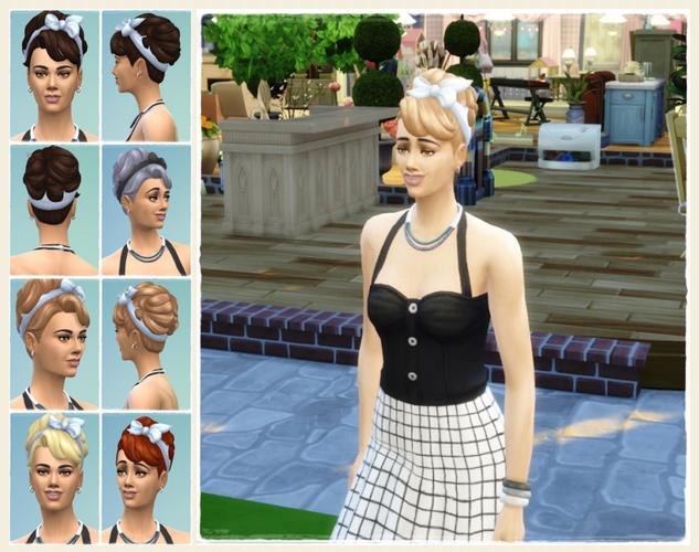 Sims 4 Messy Hair Knot White Scarf