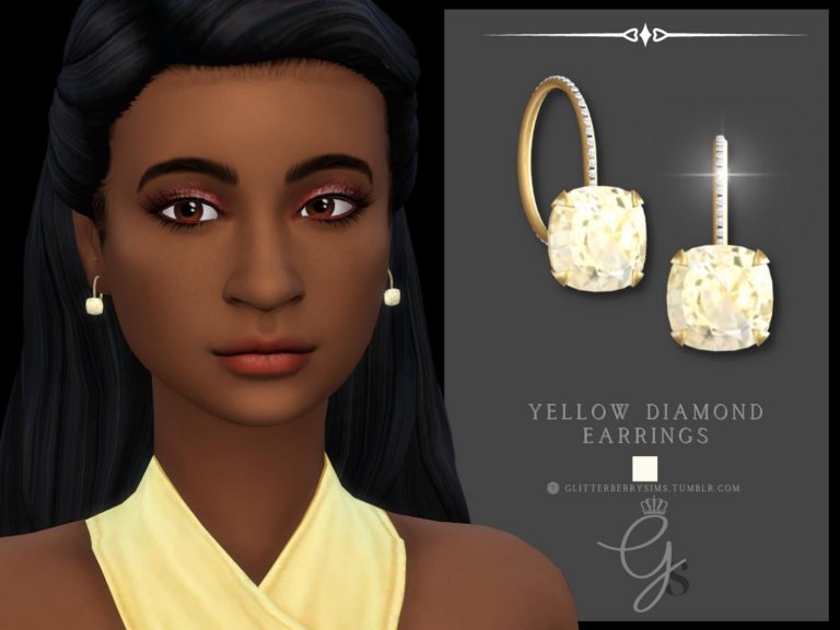 6538 yellow diamond earrings glitterberry sims