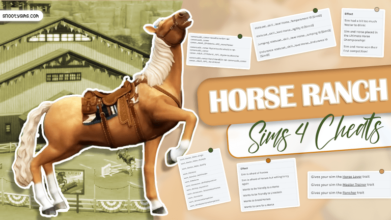 A Sheet of ALL Sims 4 Horse Ranch Cheats: Time to Giddy up!