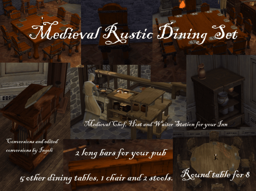 Rustic Dining Set (Tables/ Waiter Station/ Chairs/ Stools/ Bars/ Reception Desk) [MM]