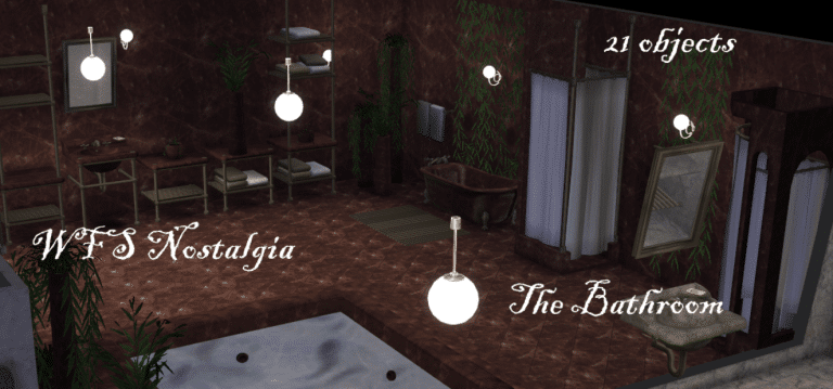 WFS Nostalgia Bathroom Set (Bathtub/ Sunken Jacuzzi/ End Tables/ Lights/ Divider/ Decors) [MM]