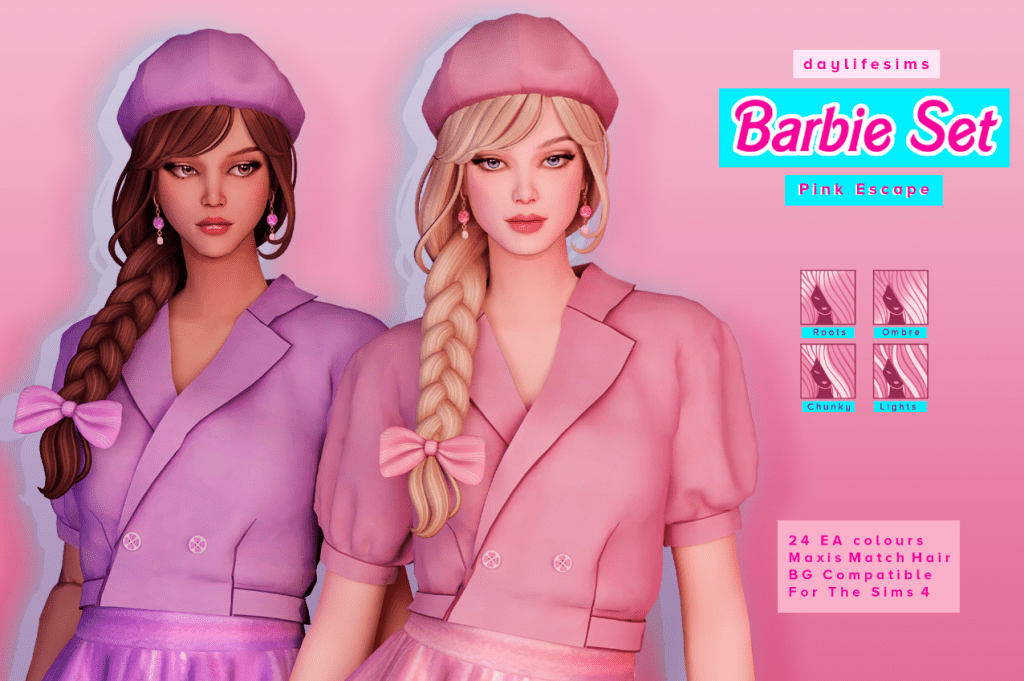 Long Braided Ponytail Barbie Hairstyle with Beret [MM]
