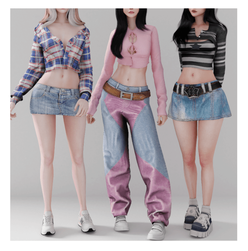 Cow Girl Clothes Set (Mini Skirt/ Crop Top/ Pants) [ALPHA]