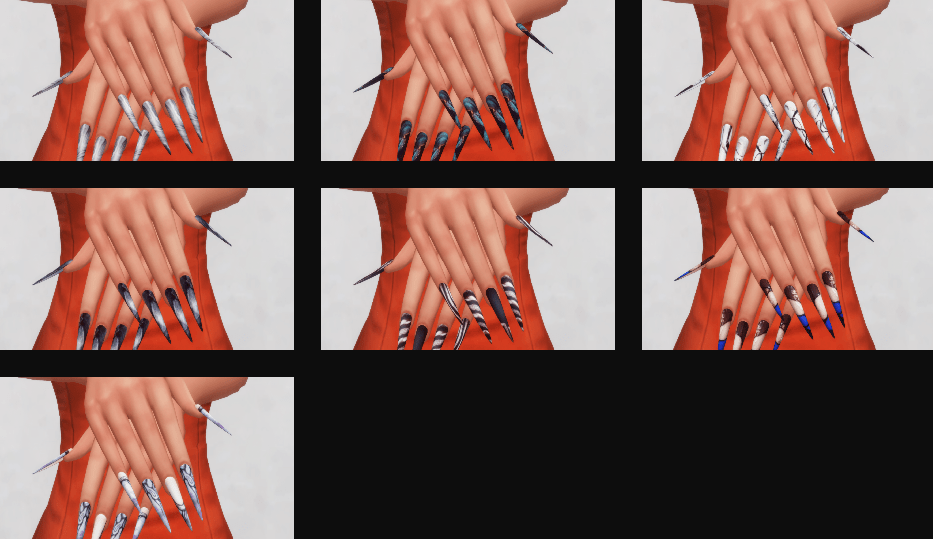 Long Marble Style Nails Set [ALPHA]