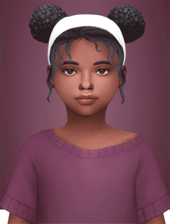 Top Bun Pigtails with Headband Accessory for Female Children [MM]