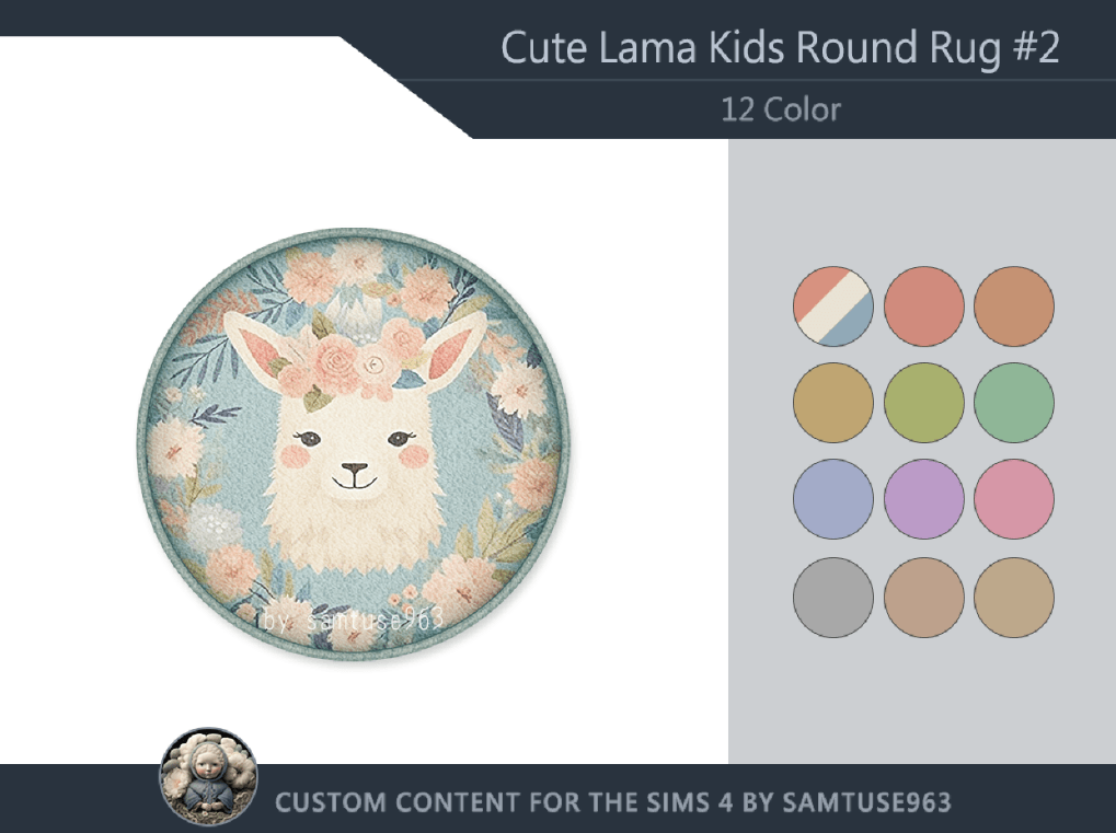 Cute Llama Kids Round Rug [ALPHA]