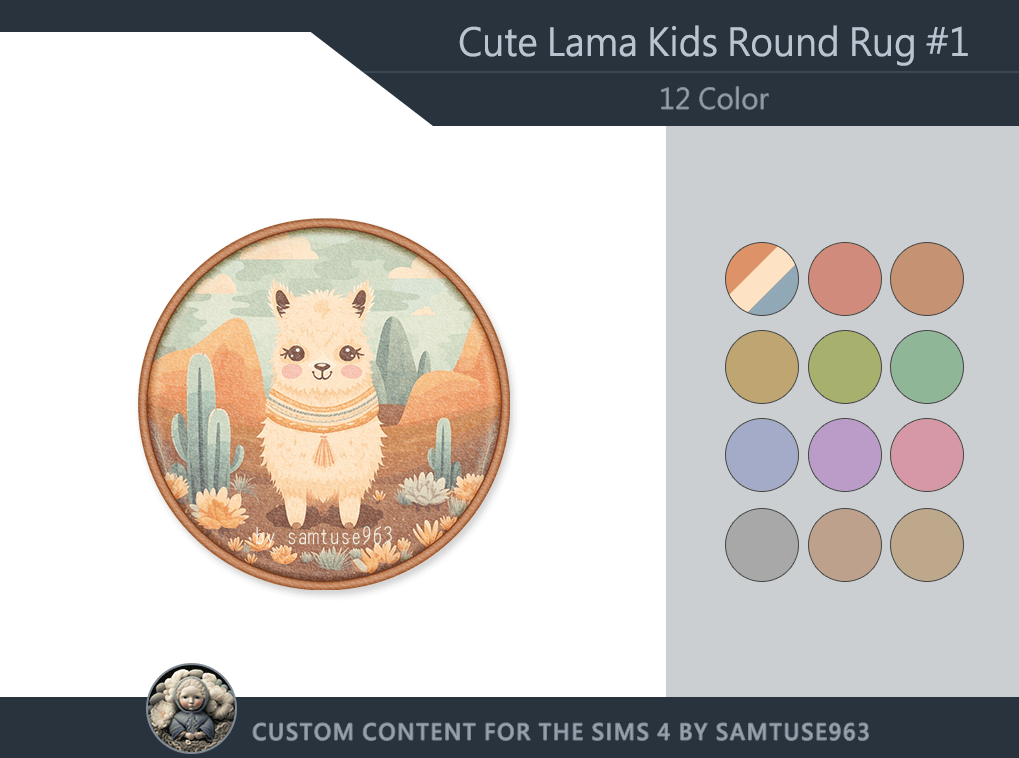 Cartoon Llama Round Rug [ALPHA]