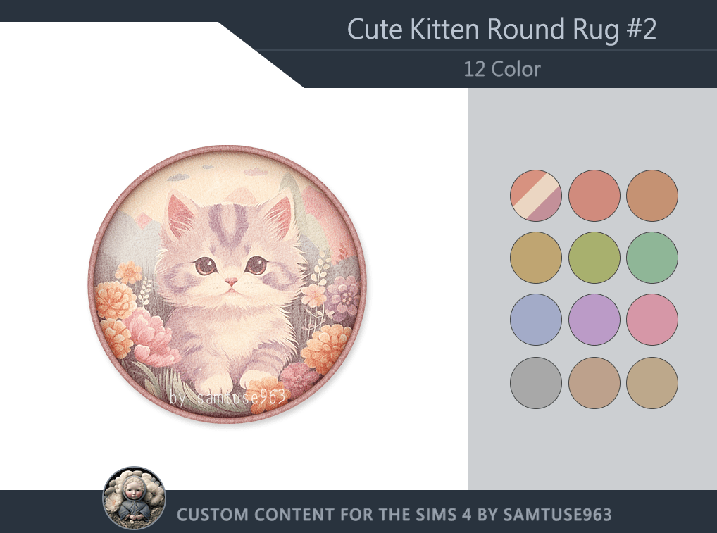 Cute Kitten Kids Round Rug [ALPHA]