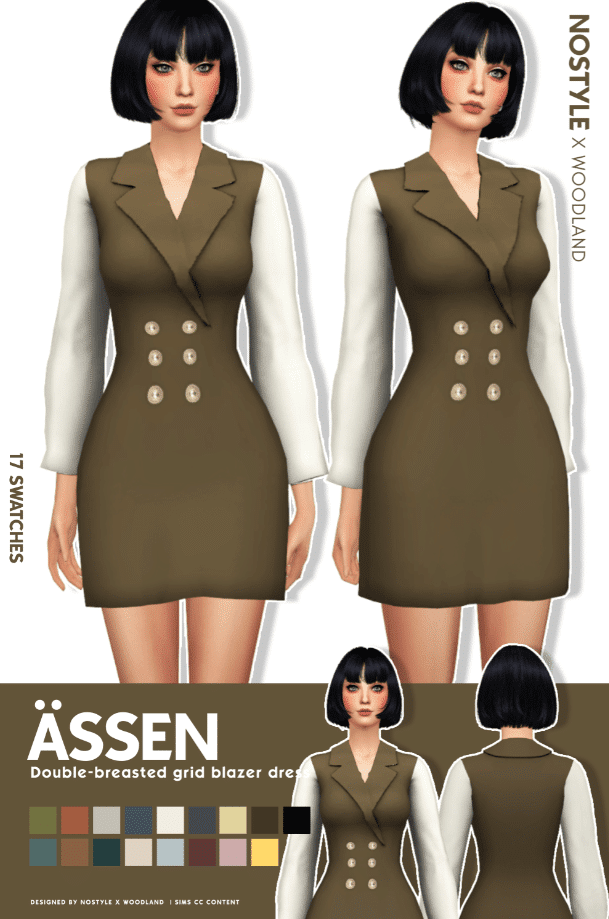 Ässen Double-Breasted Grid Blazer Dress for Female [MM]