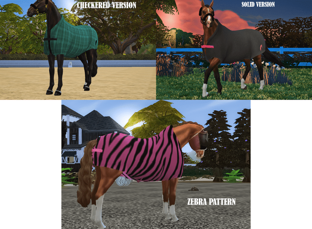 Blanket Set for Horses (Checkered/ Zebra/ Solid Colored) [MM]