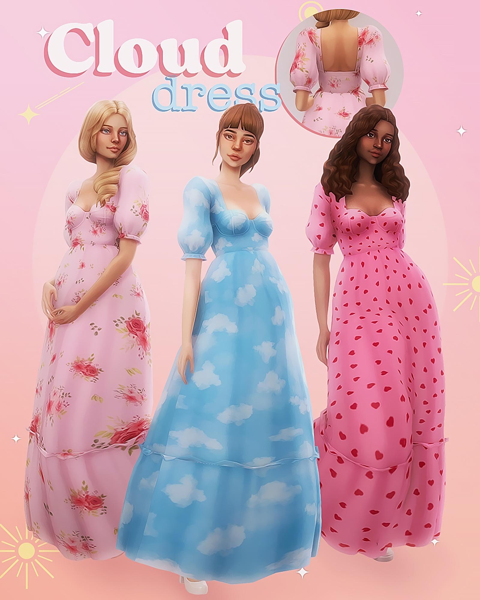 Full Dress CC Pack COllection ( Clouds Dress / Heart Corset Dress / Daisy Silk Dress ) [MM]