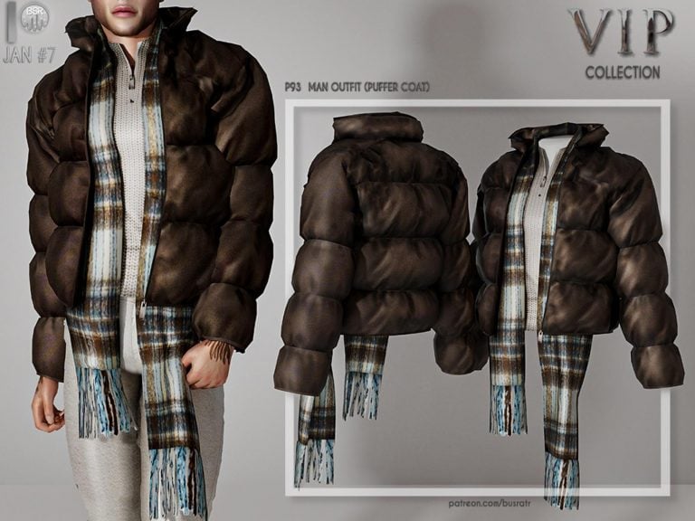 Puffer Coat with Scarf for Male [Alpha]