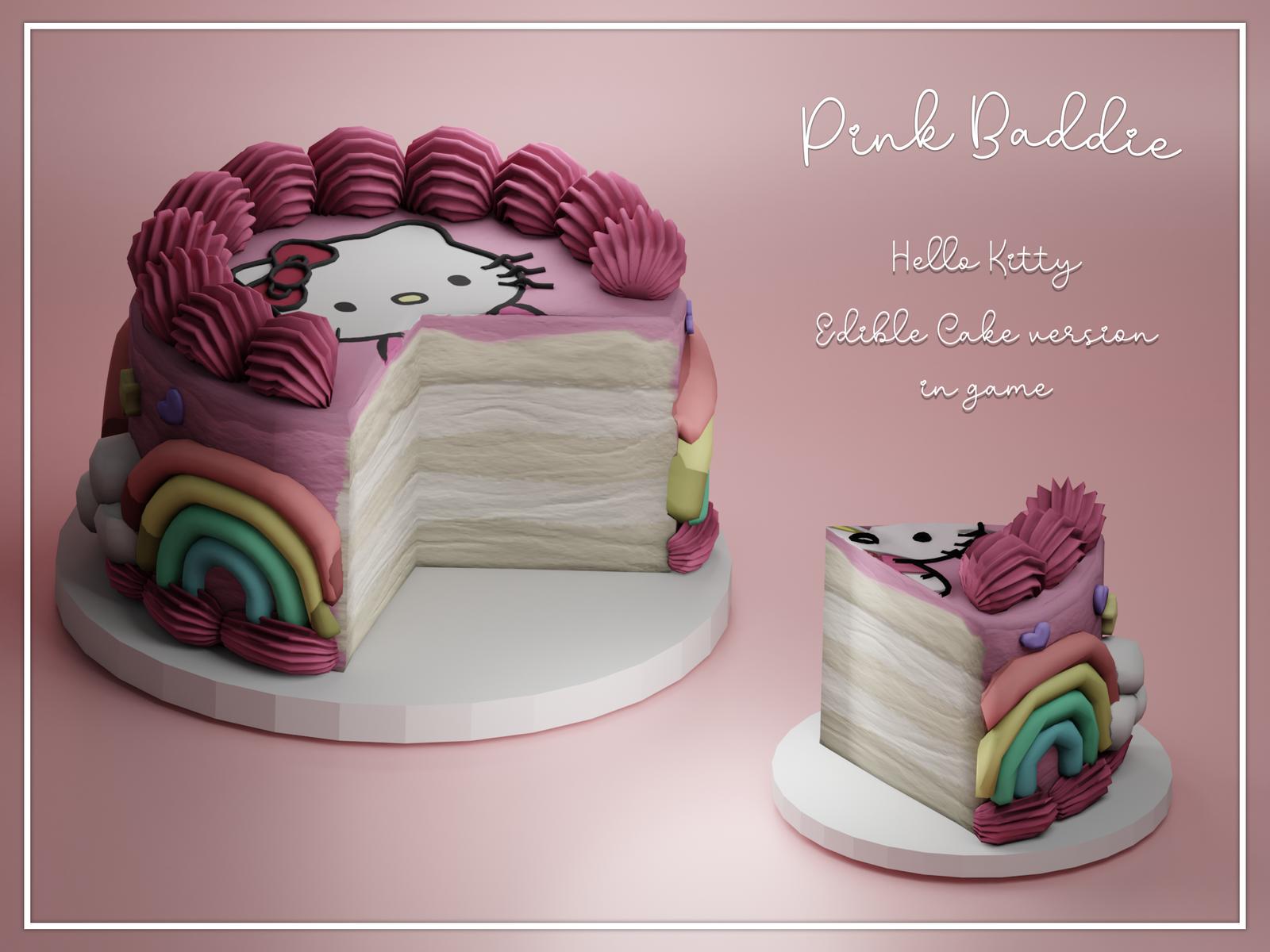 hello kitty edible cake pink baddie