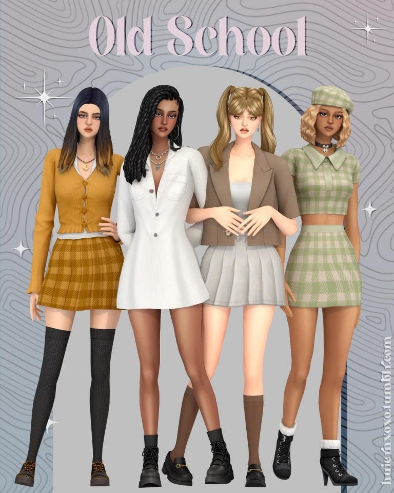 Old School CC Pack ( Beret / Buttoned Blouse Dress / Jacket Dress / Polo Set / Silk Blouse ) [MM]