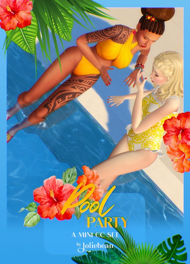 Pool Party Outfit Pack (Earrings / Bikini / Hairstyle / Swimsuit) [MM]