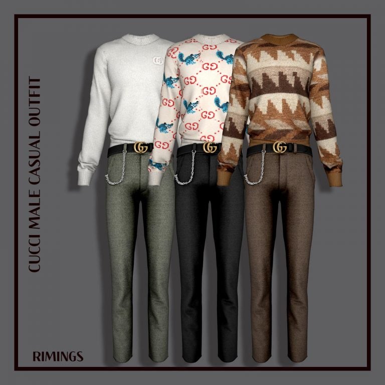 Gucci Styled Outfit for Male (Knitted Sweater / Wool Slacks / Gucci Belt) [Alpha]