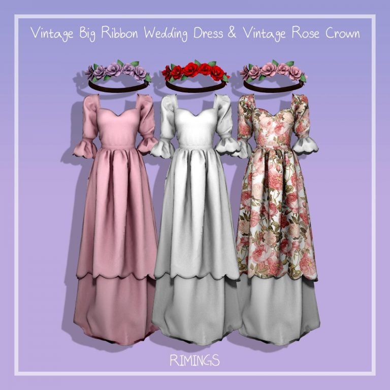 rimings vintage big ribbon wedding dress vintage rose crown rimings