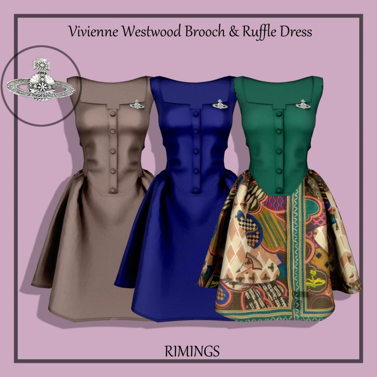 rimings vivienne westwood brooch ruffle dress rimings