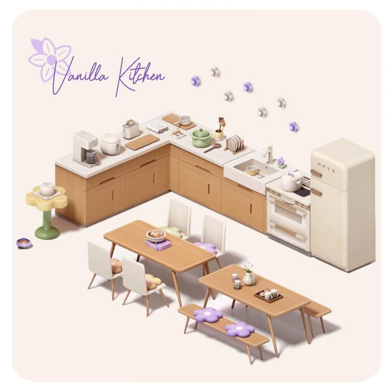 Kitchen Set Collection ( Clutters / Sink / Table / Chairs / Stove / Cabinet ) [MM]