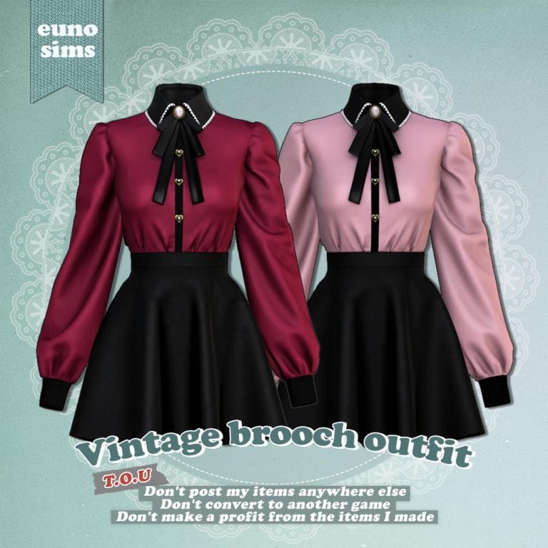vintage brooch outfit euno sims