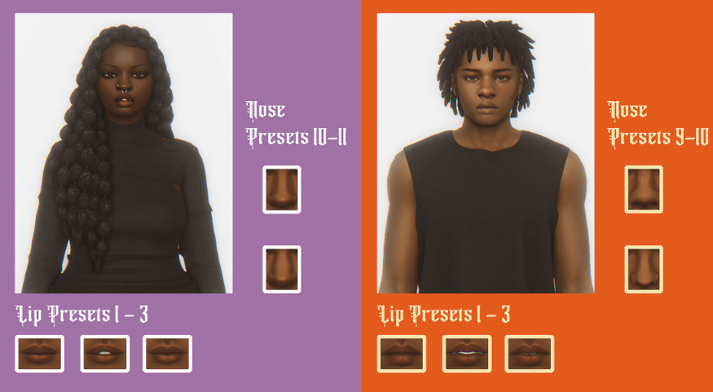 Nose and Lips Presets for Male and Female [MM]
