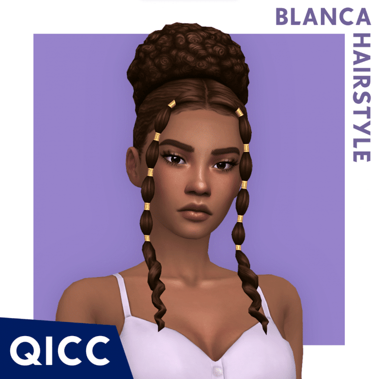 Big Top Bun Hair with Bubble Braid Bangs for Female [MM]