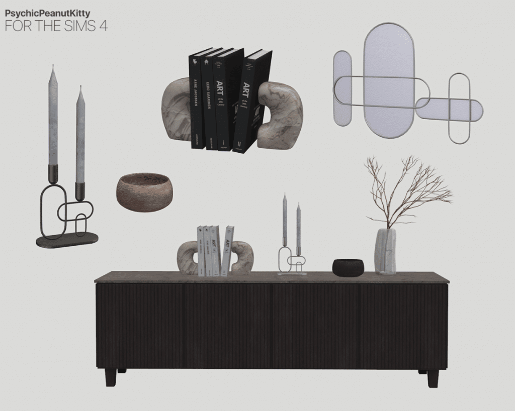 Foyer Decor Set (Mirrors/ Vase/ Candles/ Books/ Bowl/ Cabinet) [ALPHA]