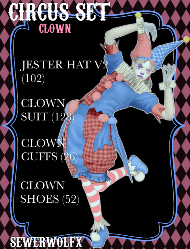 Circus Clown Set (Jester Hat/ Clown Suit/ Clown Cuffs/ Clown Shoes) [ALPHA]