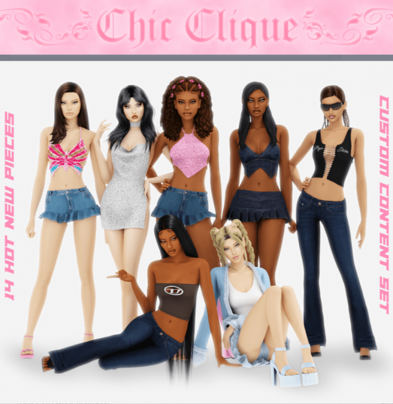Chic Clique 2000 Fashion Clothes Set for Female (Dress/ Skirt/ Crop Top/ Pants/ Tank Top) [ALPHA]