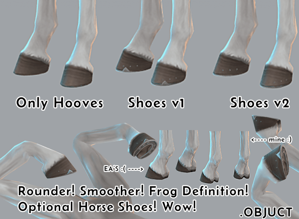 Default Hoof Replacement & 3D Horseshoes [MM]