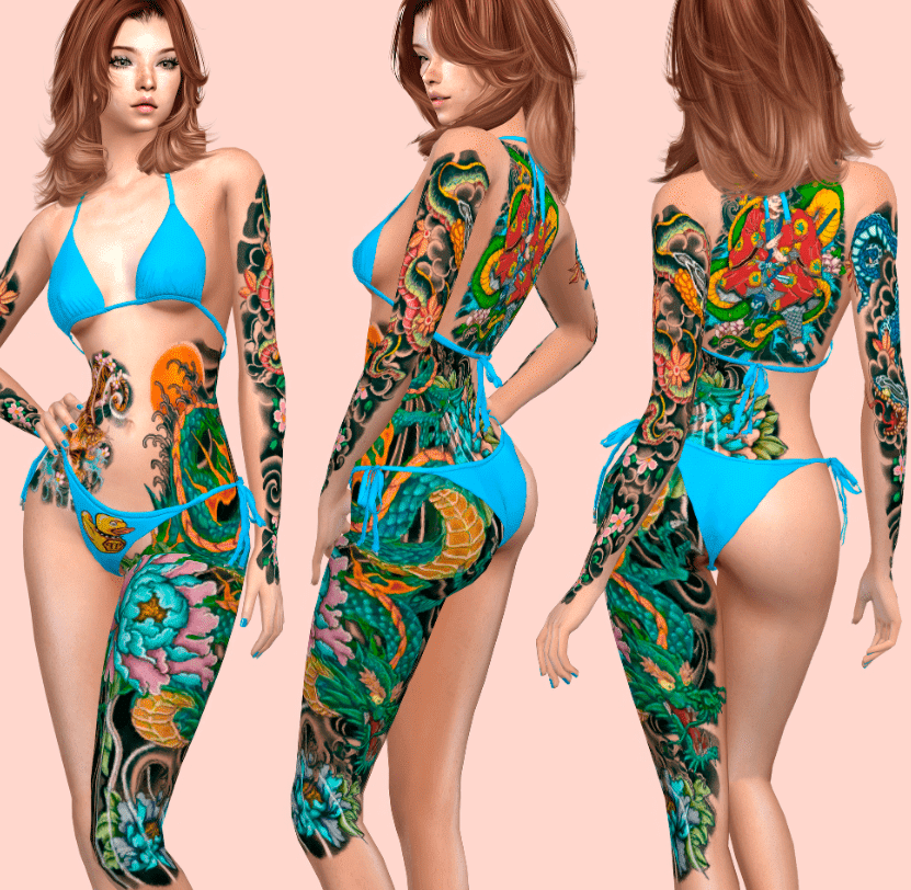 Colorful Full Body Lotus Tattoo for Female [ALPHA]