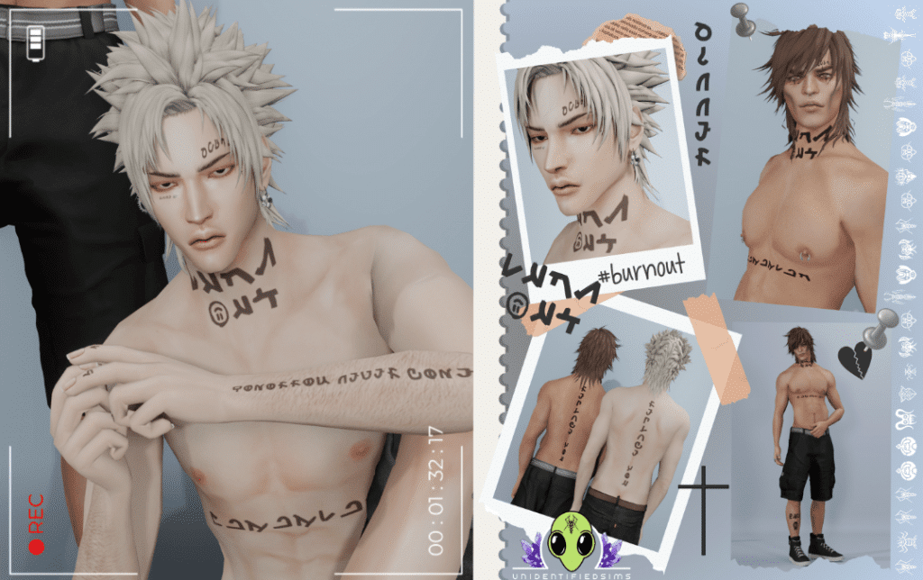 Assorted Simlish Words Tattoo for Male and Female
