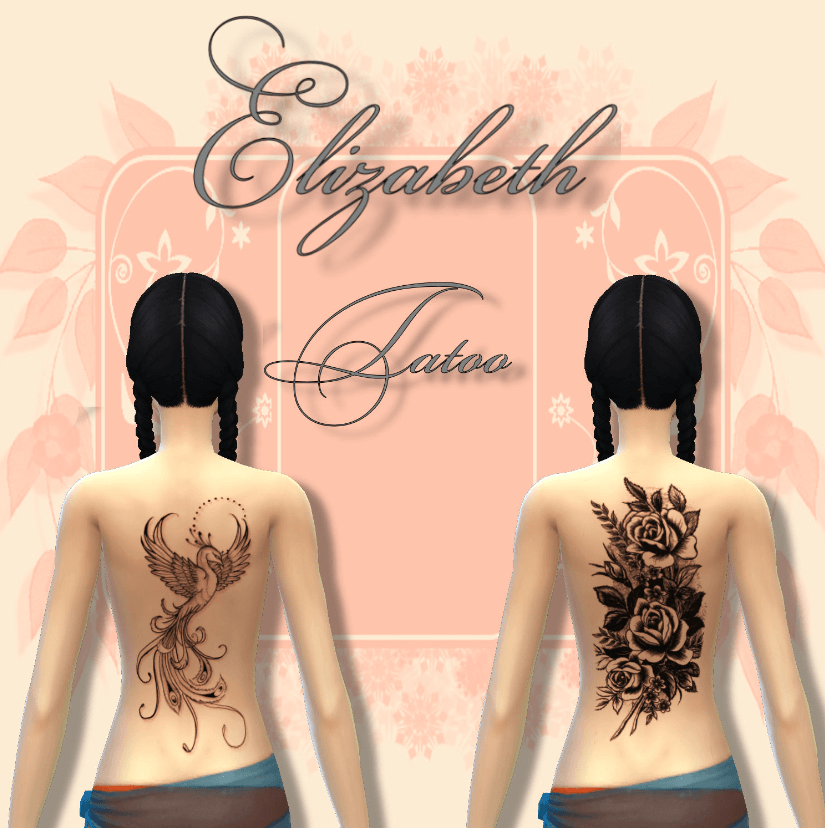 Floral and Animal Assorted Back Tattoo