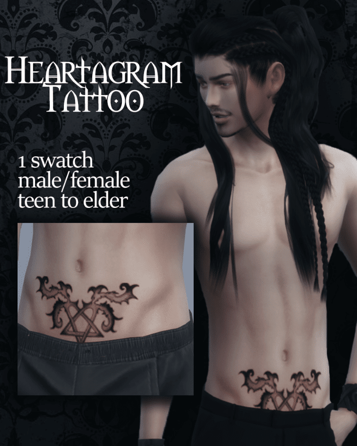 Heartagram Lower Abdomen Tattoo for Male and Female [ALPHA]