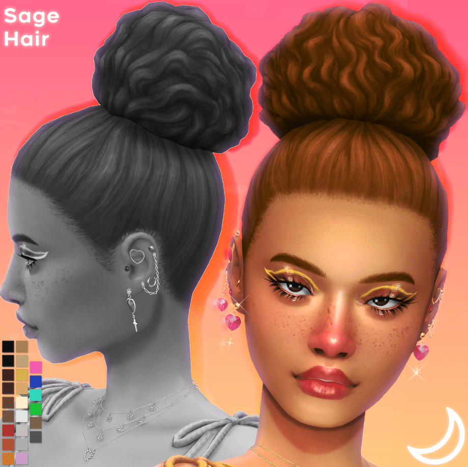 Sage Big Curly Top Bun Hairstyle for Female [MM]