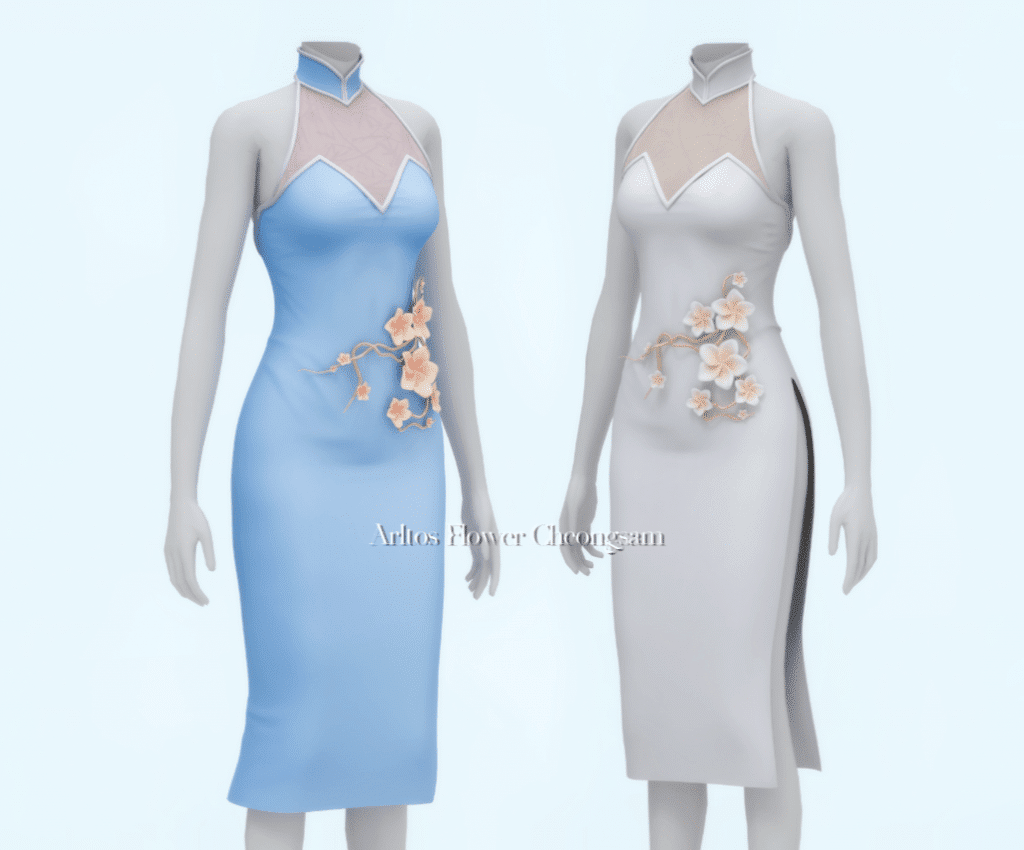 Flower Cheongsam Chinese Halter Slim Dress [ALPHA]