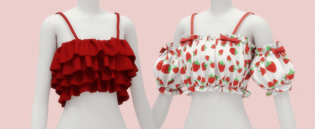 Summer Top Set (Ruffled Summer Crop Top/ Off Shoulder Crop Top) [ALPHA]