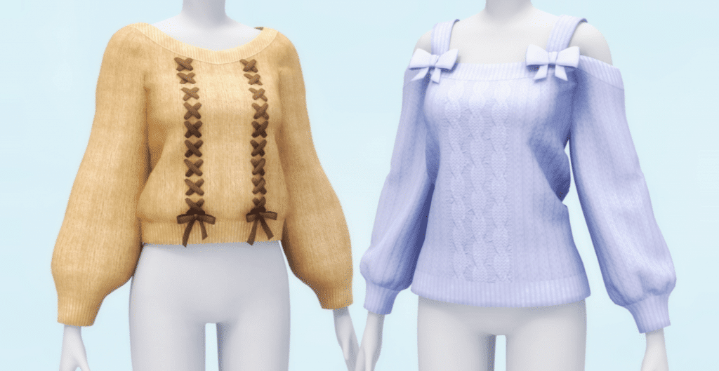 Cute Sweater Set for Female ( Off Shoulder with Strap/ Cross Patterned Sweater) [ALPHA]