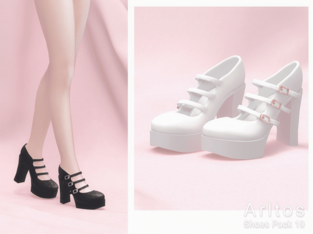 Matte and Shiny Chunky Heels with Straps [ALPHA]