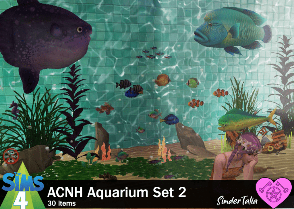 Aquarium Set (Assorted Fish/ Clams/ Bench/ Treasure Chest) [MM]