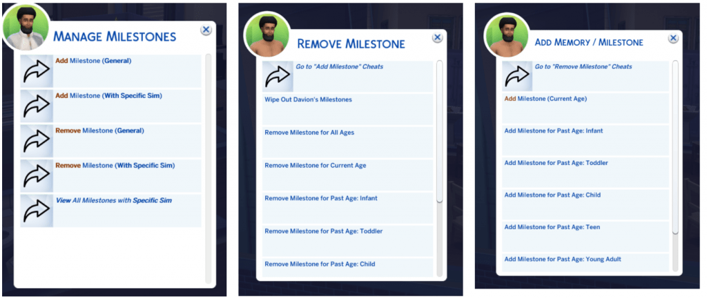 Mod] Milestone Cheats: ADD / REMOVE any milestone in Any age, and some  Extra Cheats! (requires 'Growing Together') - Sims 4 Mod