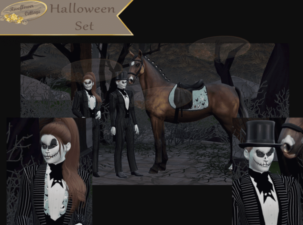 Halloween Set for Sims and Horses (Saddle Pad/ Makeup/ Outfit)