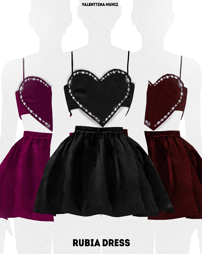 Heart Shaped Crop Top and Velvet High Waist Mini Skirt [ALPHA]